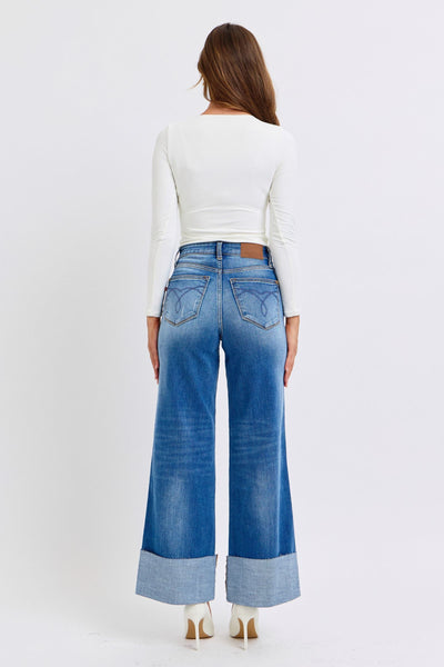 Bekah Distressed Hi-Rise Wide Leg Judy Blue Jeans - ONLINE EXCLUSIVE!