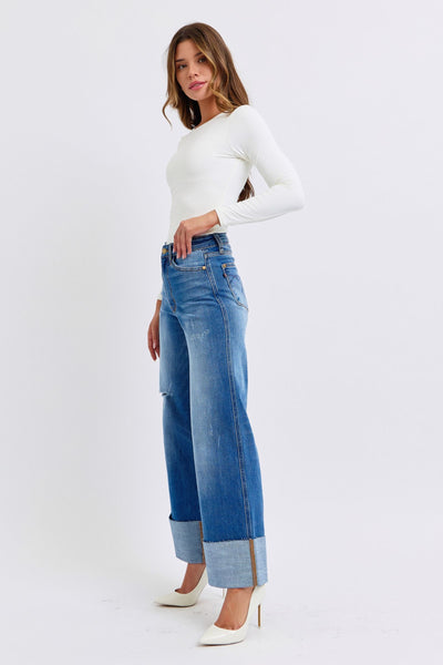 Bekah Distressed Hi-Rise Wide Leg Judy Blue Jeans - ONLINE EXCLUSIVE!