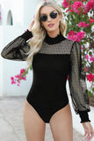 Mesh Long Sleeve Velvet Bodysuit - ONLINE EXCLUSIVE!