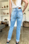 Rosalyn Hi-Rise Distressed Patch Pockets Straight Leg Judy Blue Jeans - ONLINE EXCLUSIVE!