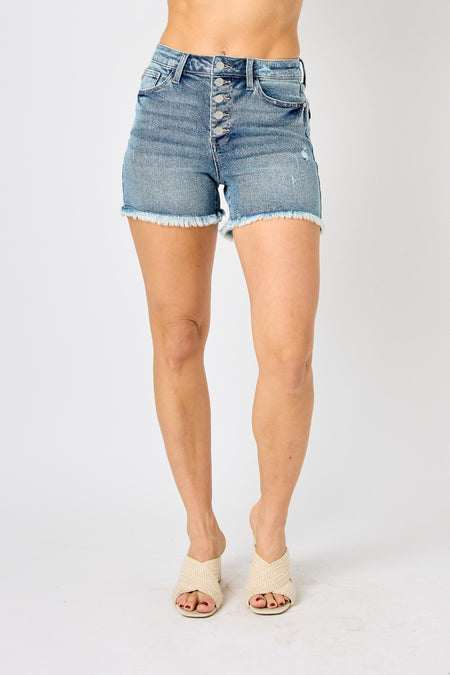 Madalyn Tummy Control Garment Dyed Denim Judy Blue Jean Shorts - ONLINE EXCLUSIVE!