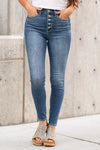 82319 Desi Hi-Rise Button-Fly Skinny Judy Blue Jeans