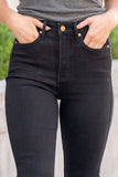 88699   Armonda Hi-Rise Tummy Control Raw Hem Flare Black Judy Blue Jeans