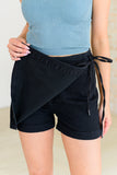 2828   Bentli Hi-Rise Side Tie Judy Blue Denim Skort in Black