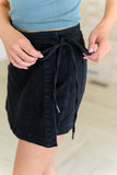 2828   Bentli Hi-Rise Side Tie Judy Blue Denim Skort in Black
