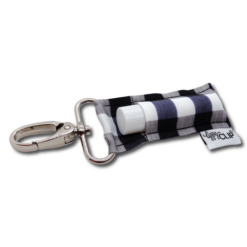 Black and White Plaid LippyClip® Lip Balm Holder