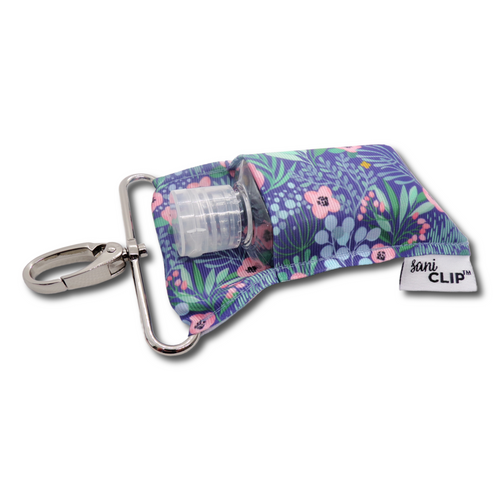 Blue Floral SaniClip Hand Sanitizer Holder - made to order