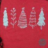 Eilah Boho Christmas Tree V-Neck Graphic T-Shirt