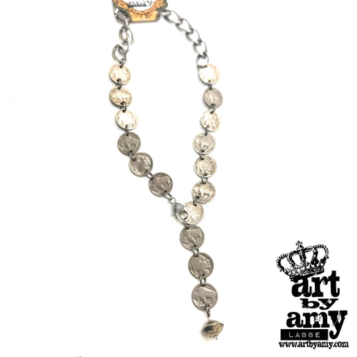 Cheyenne Buffalo Nickel Lariat Necklace by Art by Amy