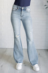 Caroline Mid-Rise Tummy Control Distressed Flare Judy Blue Jeans - ONLINE EXCLUSIVE!