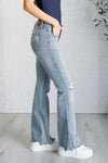 Caroline Mid-Rise Tummy Control Distressed Flare Judy Blue Jeans - ONLINE EXCLUSIVE!