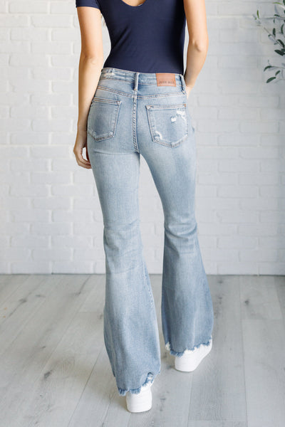 Caroline Mid-Rise Tummy Control Distressed Flare Judy Blue Jeans - ONLINE EXCLUSIVE!