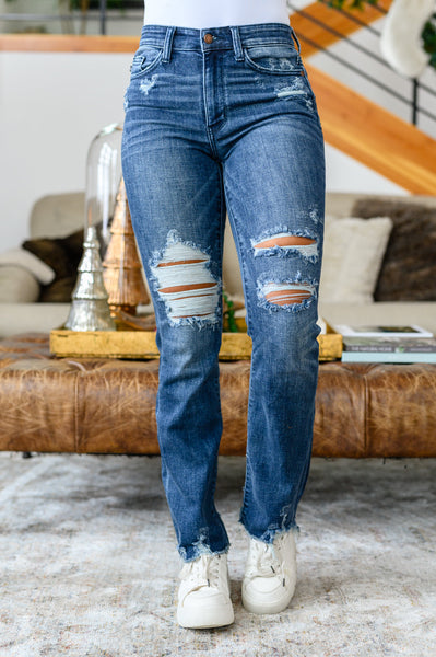 Christine High Contrast Slim Bootcut Destroyed Judy Blue Jeans - ONLINE EXCLUSIVE!
