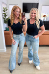 Caroline Mid-Rise Tummy Control Distressed Flare Judy Blue Jeans - ONLINE EXCLUSIVE!