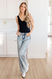 Dory Hi-Rise Mineral Wash Raw Hem Wide Leg Judy Blue Jeans - ONLINE EXCLUSIVE!