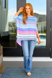 Essential Blouse in Teal and Grey Multi Stripe