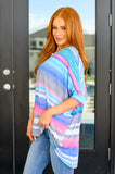 Essential Blouse in Teal and Grey Multi Stripe