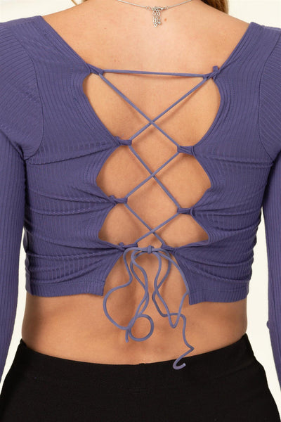Leonisa Lace Up Back Crop Top