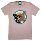 Fall Butterfly Leopard Short Sleeve Graphic T-Shirt