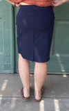 Camille Navy Pull-On Pencil Skirt by Krazy Larry