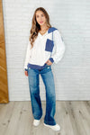 Here for Now Color Block Hoodie in Blue
