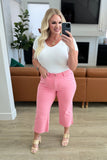 Lisa High Rise Control Top Wide Leg Crop Judy Blue Jeans in Pink - ONLINE EXCLUSIVE!