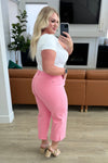 Lisa High Rise Control Top Wide Leg Crop Judy Blue Jeans in Pink - ONLINE EXCLUSIVE!