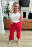 Lisa High Rise Control Top Wide Leg Crop Judy Blue Jeans in Red - ONLINE EXCLUSIVE!