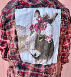 Thelma Pink Donkey Cotton Plaid Shirt - ONE OF A KIND!
