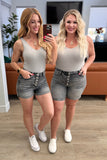 Greyson Hi-Rise Button Fly Cuffed Judy Blue Jean Shorts in Grey - ONLINE EXCLUSIVE!