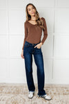 82622   Jacqueline Mid-Rise Frayed Hem Straight Leg Judy Blue Jean - ONLINE EXCLUSIVE!