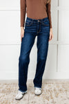 82622   Jacqueline Mid-Rise Frayed Hem Straight Leg Judy Blue Jean - ONLINE EXCLUSIVE!