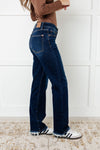 82622   Jacqueline Mid-Rise Frayed Hem Straight Leg Judy Blue Jean - ONLINE EXCLUSIVE!