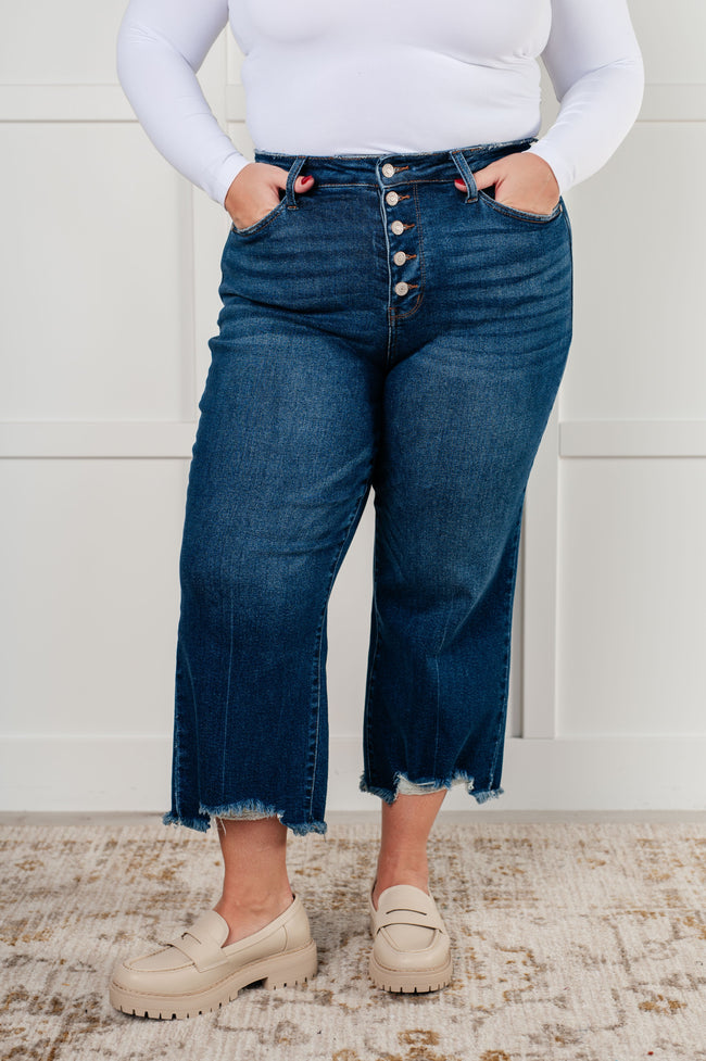 88887   Janice Hi-Rise Button Fly Wide Leg Crop Judy Blue Jeans - ONLINE EXCLUSIVE!