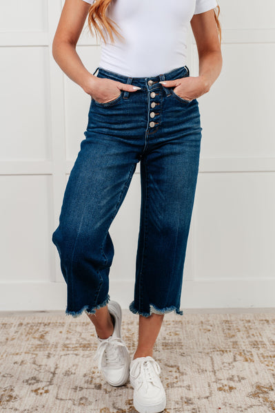 88887   Janice Hi-Rise Button Fly Wide Leg Crop Judy Blue Jeans - ONLINE EXCLUSIVE!