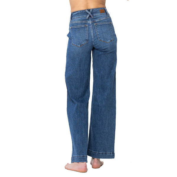 82558   Etta Hi-Rise Double-Button Wide Leg Judy Blue Jeans