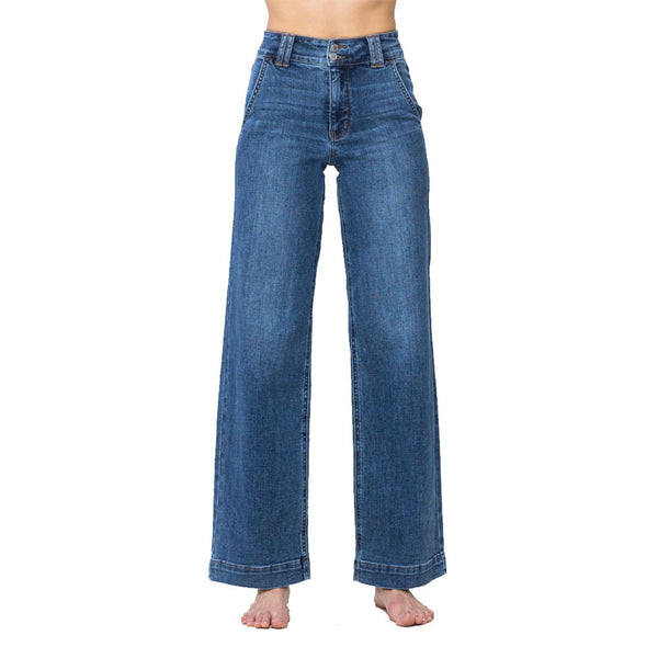 82558   Etta Hi-Rise Double-Button Wide Leg Judy Blue Jeans