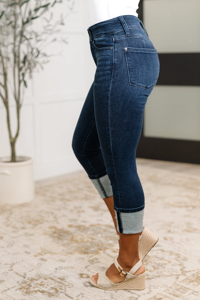 Karen Hi-Rise Double Waist Band Capri Judy Blue Jeans