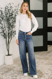 Karla High Waist Column Straight Button-Fly & Back Welt Pkts  Judy Blue Jeans