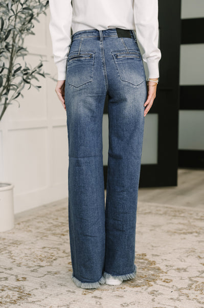 Karla High Waist Column Straight Button-Fly & Back Welt Pkts  Judy Blue Jeans