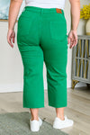 Lisa High Rise Control Top Wide Leg Crop Judy Blue Jeans in Kelly Green - ONLINE EXCLUSIVE!
