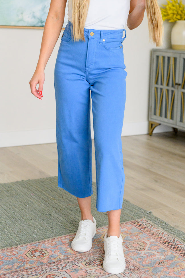 Lisa Hi-Rise Control Top Wide Leg Crop Judy Blue Jeans in Sky Blue - ONLINE EXCLUSIVE!