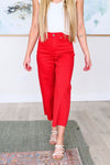 Lisa High Rise Control Top Wide Leg Crop Judy Blue Jeans in Red - ONLINE EXCLUSIVE!