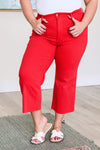 Lisa High Rise Control Top Wide Leg Crop Judy Blue Jeans in Red - ONLINE EXCLUSIVE!