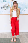 Lisa High Rise Control Top Wide Leg Crop Judy Blue Jeans in Red - ONLINE EXCLUSIVE!