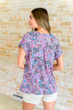 Lizzy Cap Sleeve Top in Charcoal and Pink Paisley