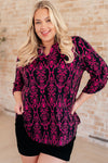 Lizzy Top in Navy and Hot Pink Damask