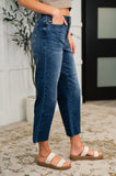 Maisie High Waist Back Pocket Embroidery Crop Wide Judy Blue Jeans