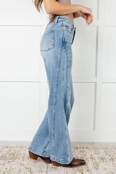 88766   Melia Hi-Rise Side Seam Detail Wide Leg Judy Blue Jeans - ONLINE EXCLUSIVE!