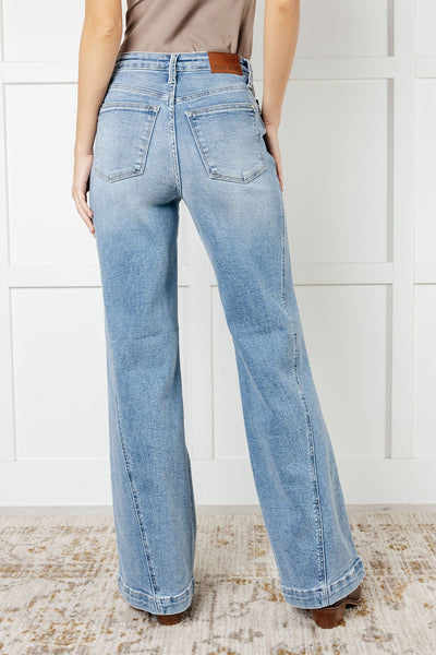 88766   Melia Hi-Rise Side Seam Detail Wide Leg Judy Blue Jeans - ONLINE EXCLUSIVE!